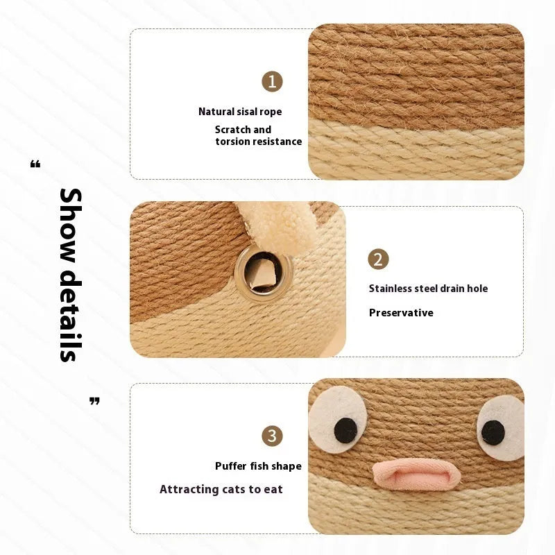 15cm cube pet food dispenser toy made from natural sisal hemp strips with tumbler puzzle design