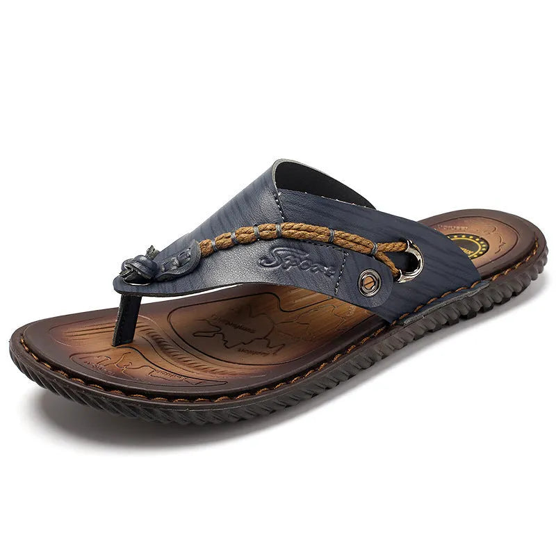 Men's black lightweight slippers with non-slip soles on wooden floor