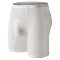 Men's solid colour lace boxer shorts with a hip lifting shaping design