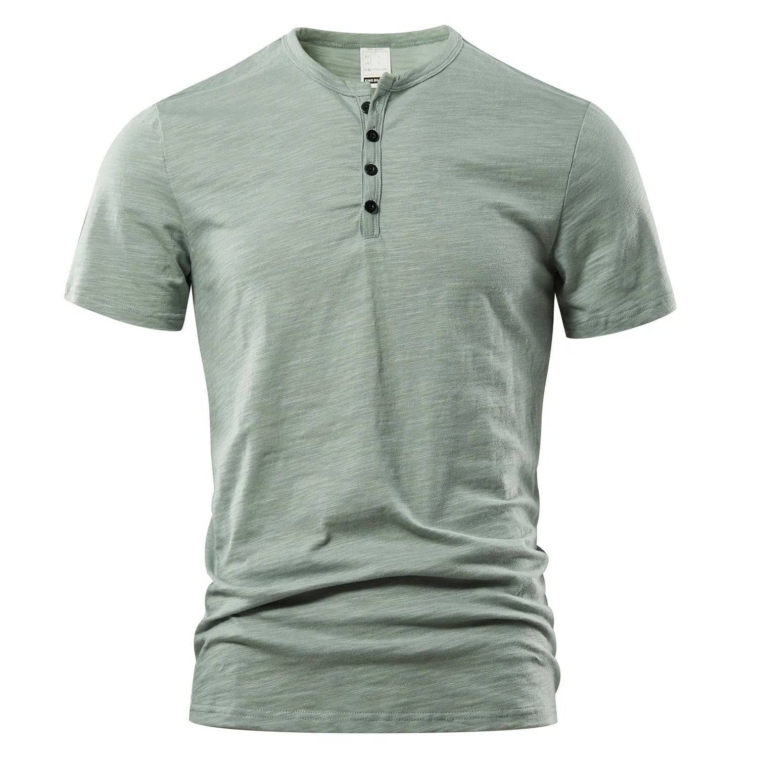 Men's solid colour slub cotton short sleeve T-shirt in British style pullover design.