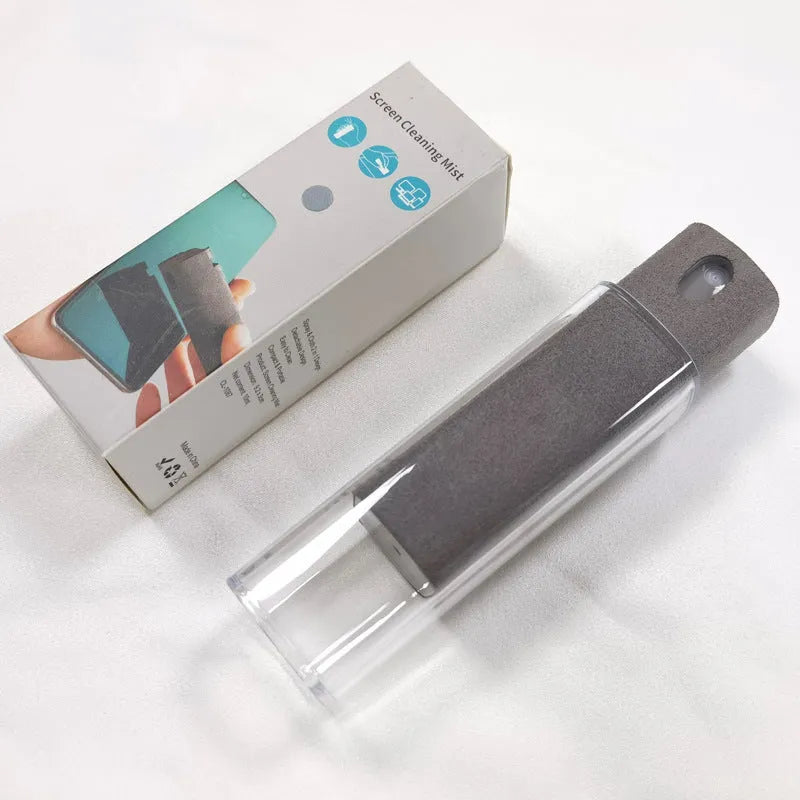 All-in-one screen cleaner with microfiber wipe and 10ml spray bottle, 9cm by 2.7cm, for phones, tablets and laptops