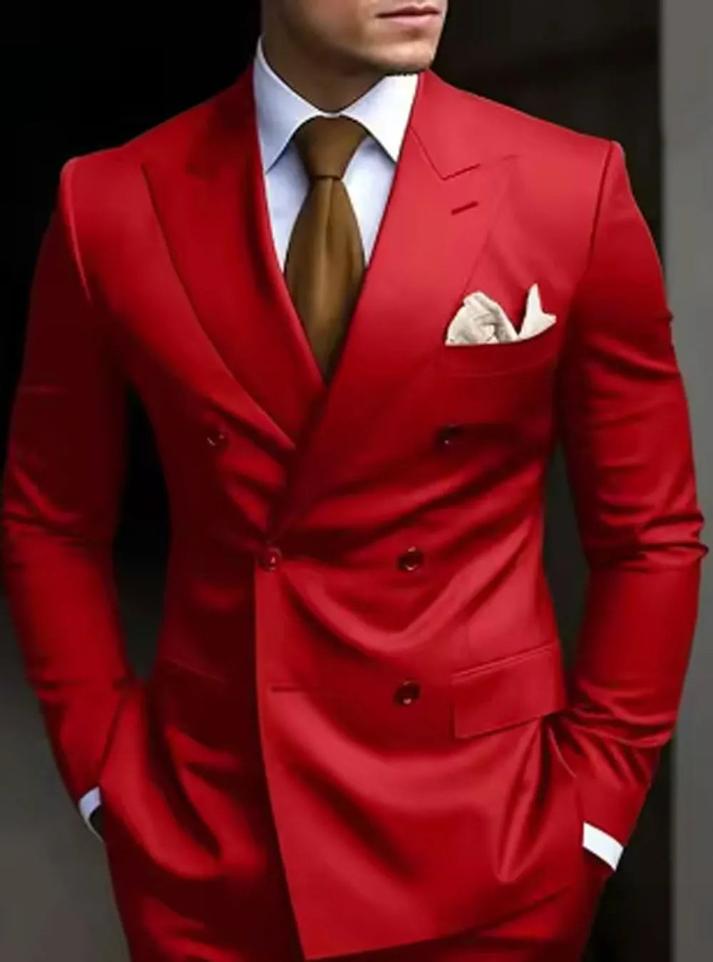 Korean slim fit men's two-piece suit in cotton blend fabric available in multiple colours