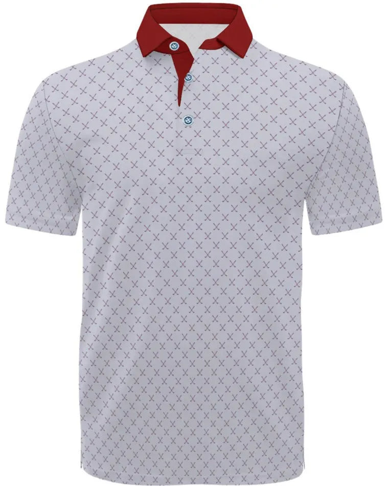 Men's short sleeve T-shirt with 3D printed patterns and zipper details on mesh fabric.