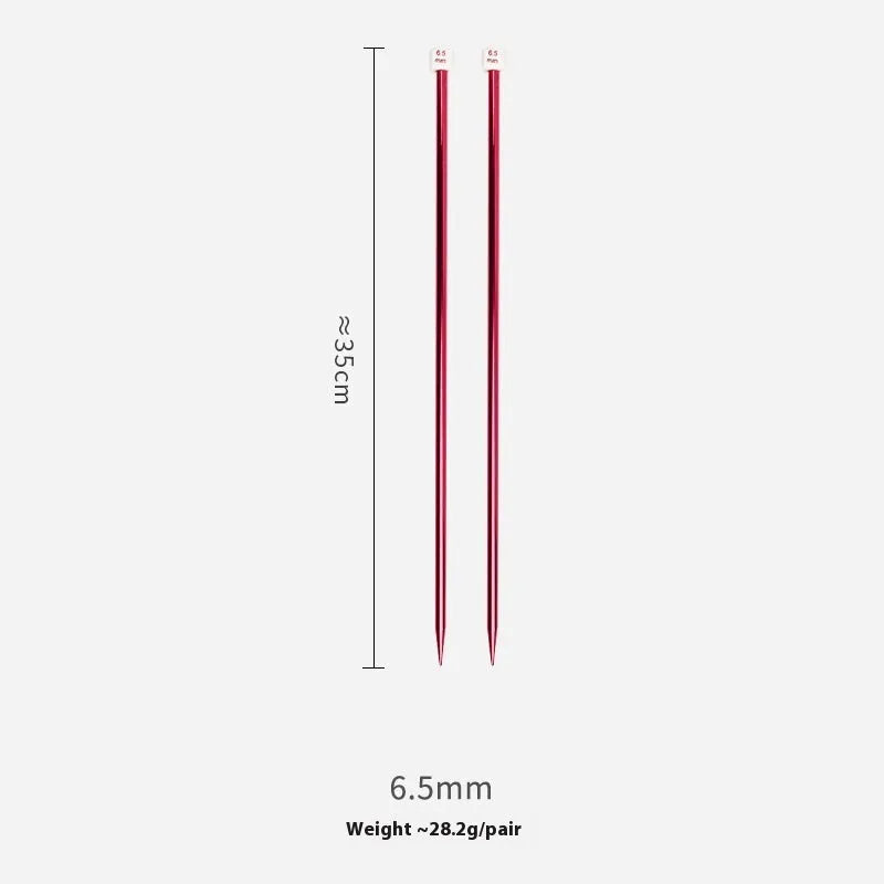 Lengthened crochet hook set showing multiple sizes from 2.0mm to 10.0mm, each with a protective cap.