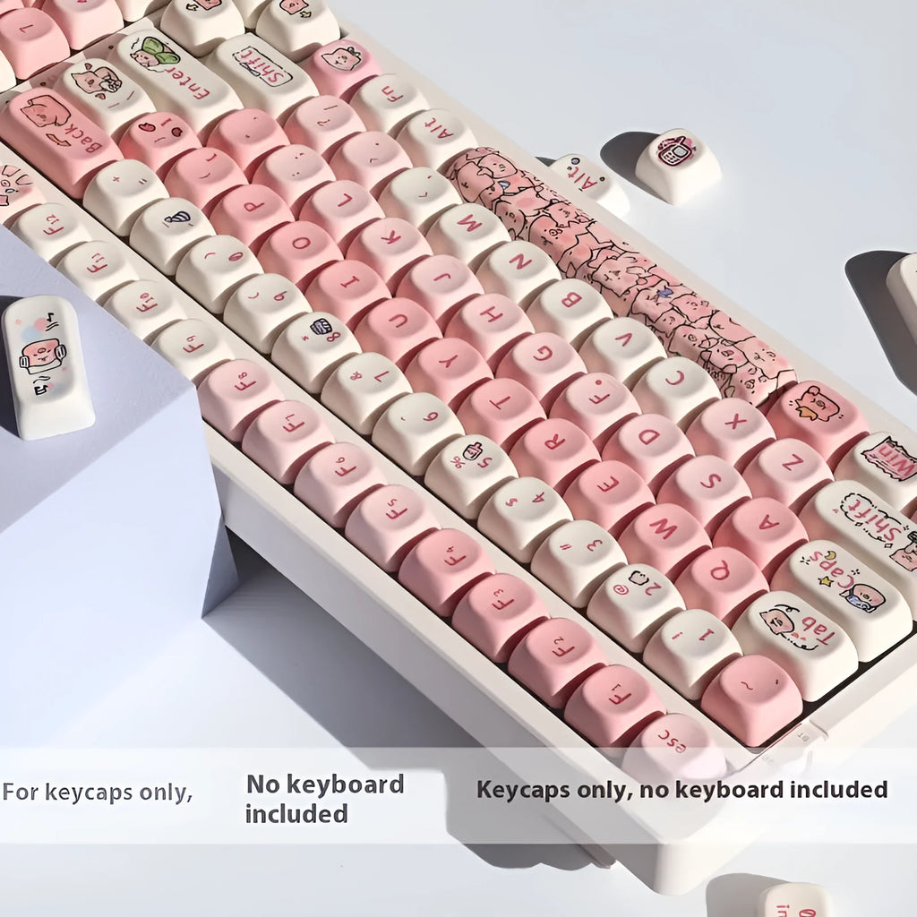 Pink PBT key cap with detailed fragrant pig design on top and sides for mechanical keyboards.
