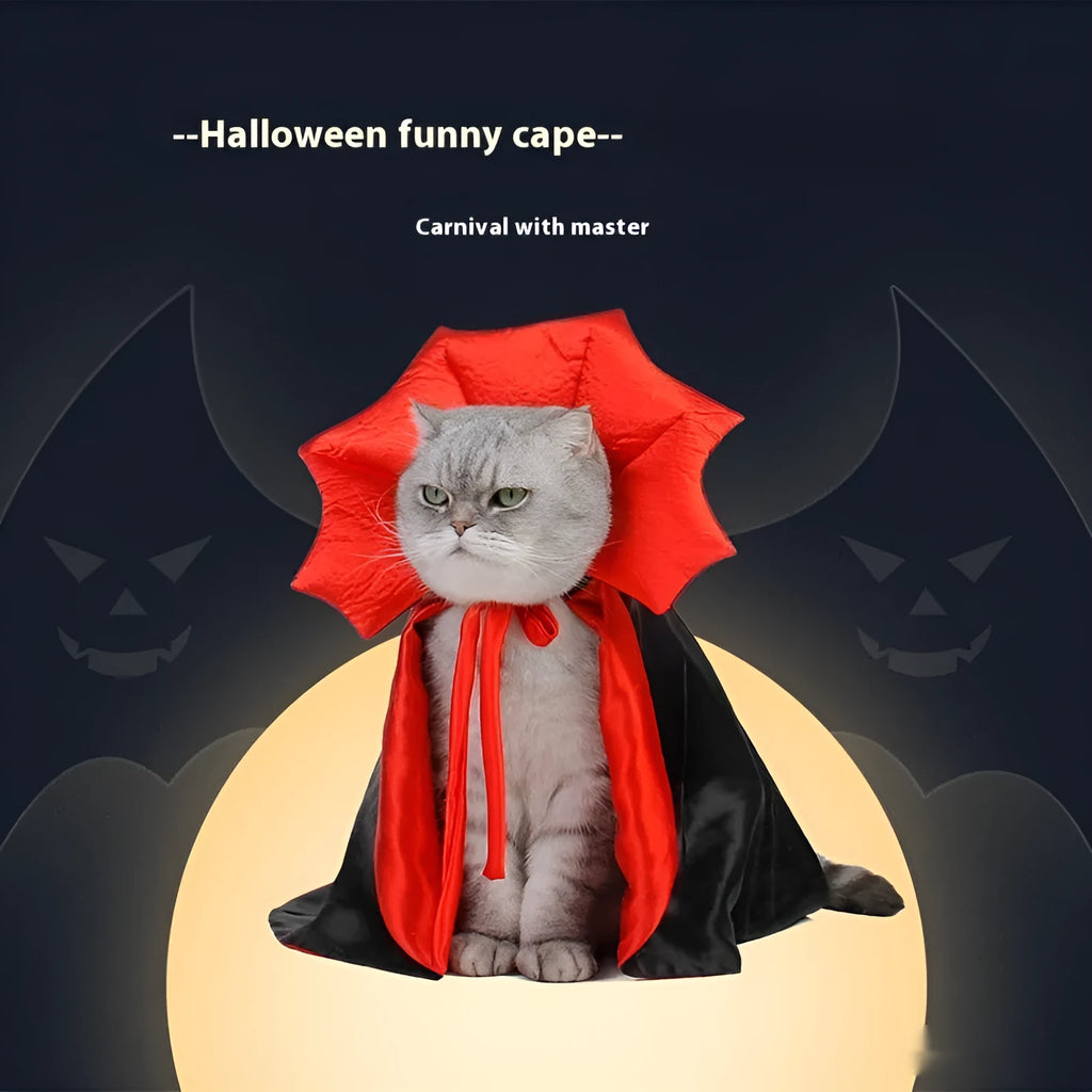 Black and red polyester Halloween costume for cats and dogs with European and American styling