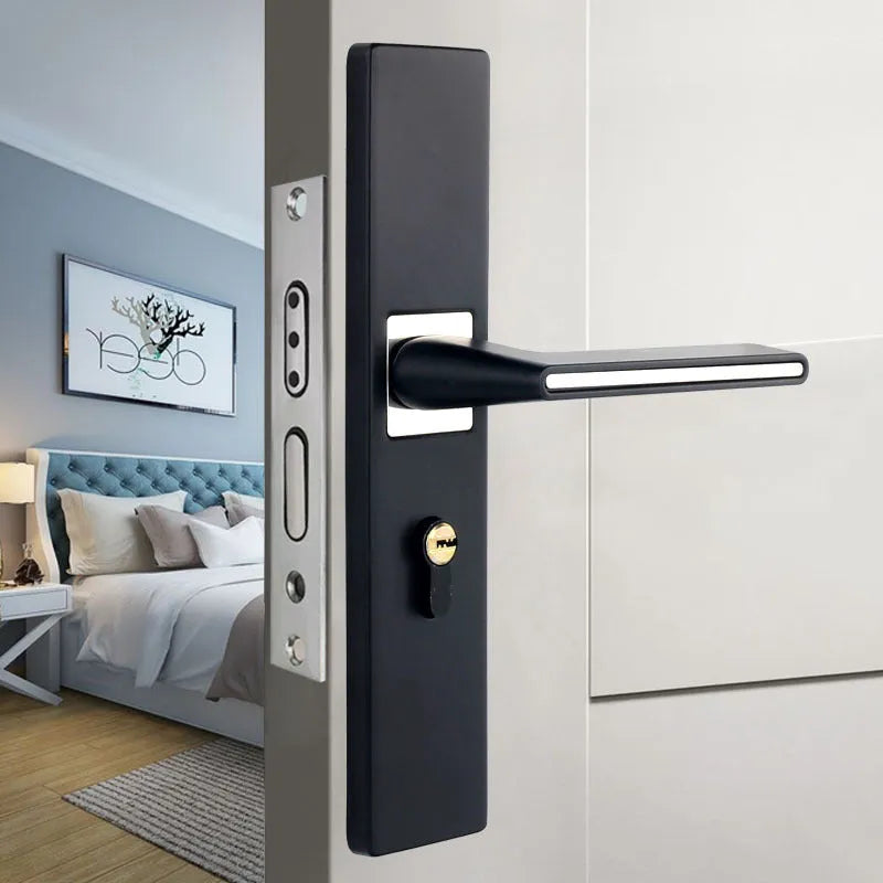 Indoor split magnetic door lock handle for timber doors in aluminum alloy construction