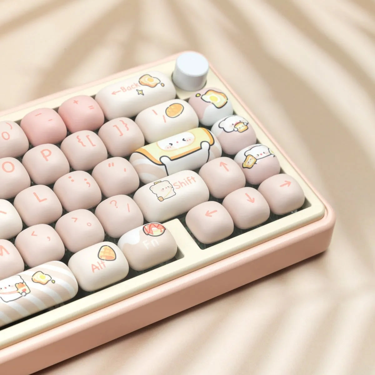 MOG profile PBT keycap full set with bread bear thermal sublimation design for mechanical keyboards