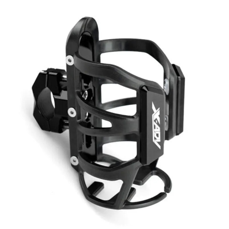Black water bottle cage mounted on a Honda X-ADV scooter.