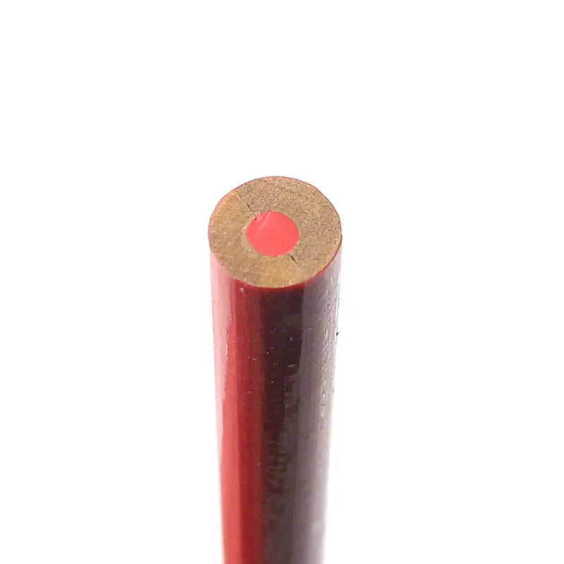 Red and blue two-colour carpenter's pencil with round wooden design, 10-piece pack