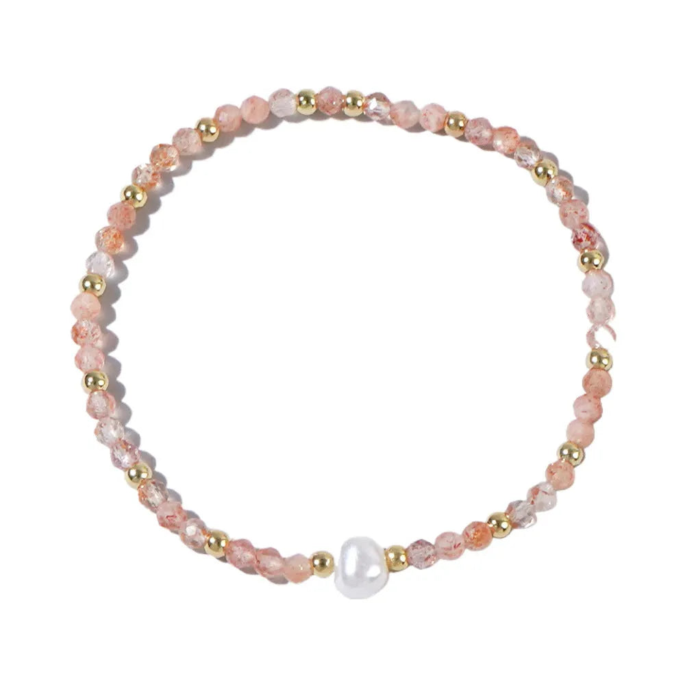 Natural stone geometric bracelet with elliptical elements showing colour variations BB24071801A to O
