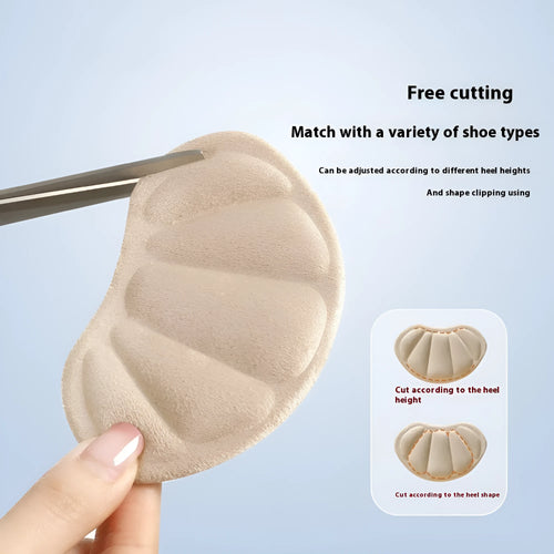 Camel-coloured suede heel cushion pads with adhesive backing for sneakers