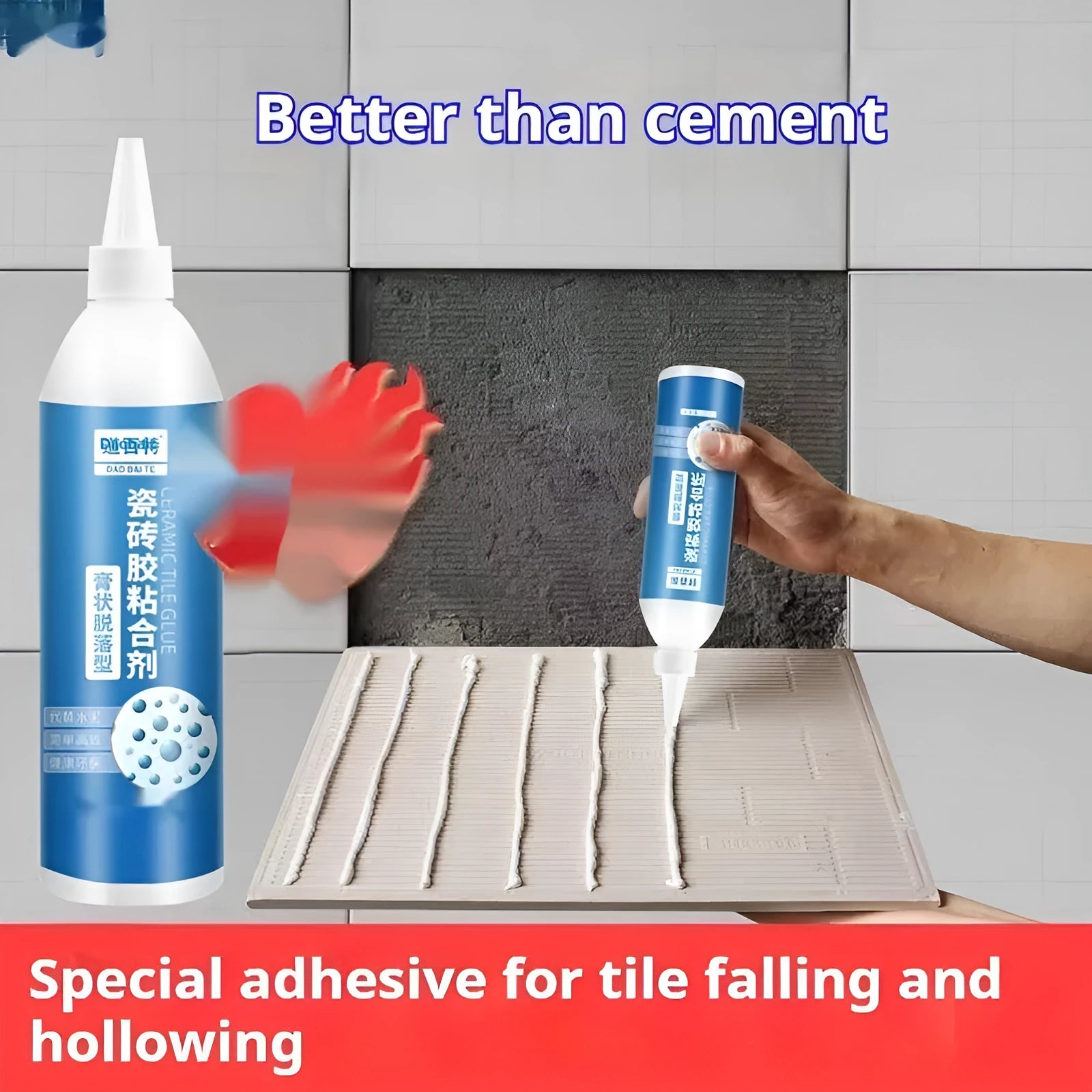 Tile shedding repair injection adhesive in emulsion body with capacities of 80g-500g for cold curing tile bonding