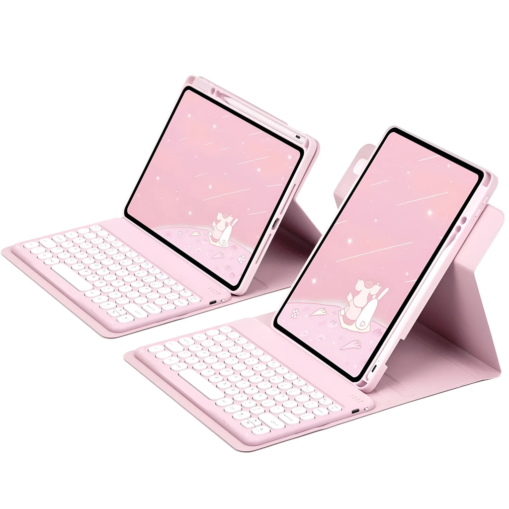 Acrylic rotating protective sleeve with pen slot for iPad keyboard case in black