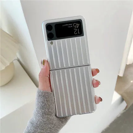 Ultra-thin solid colour flip phone case for Samsung Z Flip3 in black, shown open.