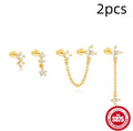 Sterling silver geometric clover petal earrings with electroplated gold finish for women