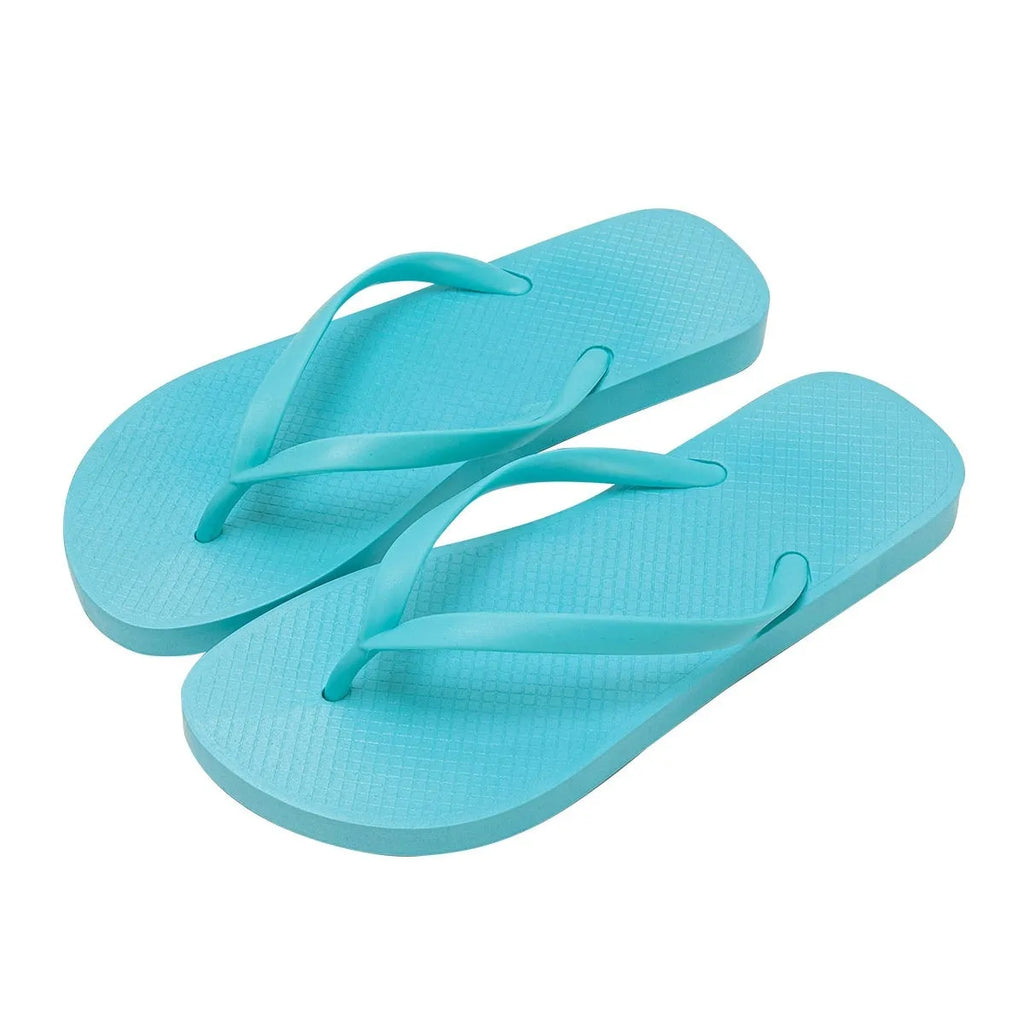 Foldable beach slippers with non-slip PVC soles in orange, purple, black and white colours