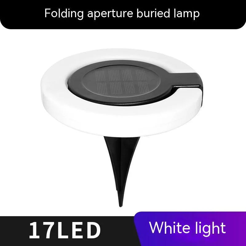 Outdoor solar underground light with folding aperture design for floor or wall installation