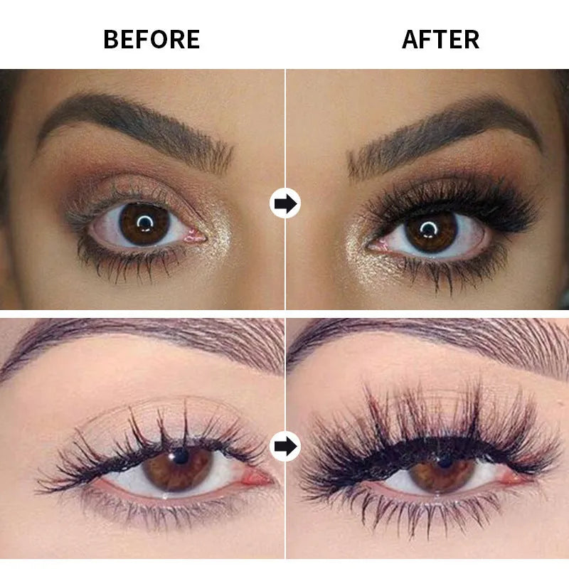 Black waterproof mascara tube creating thick, long curled lashes with sweat and smudge resistance