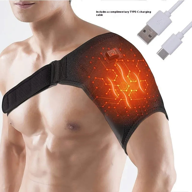 USB electric heating shoulder pad with adjustable temperature control showing heating padded shoulder design