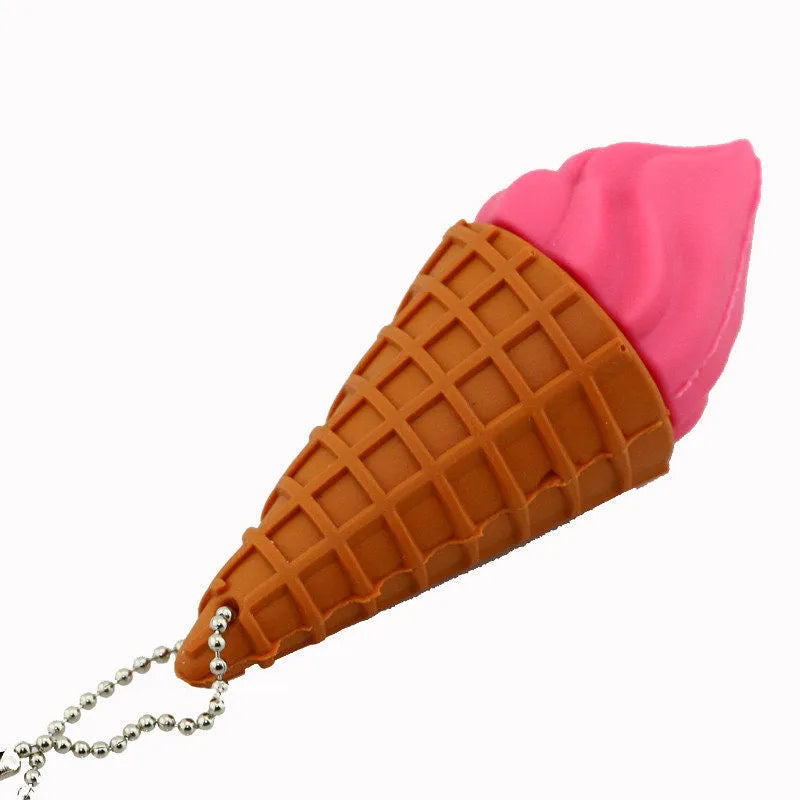 Cute mini ice cream shaped USB flash drive in pink, labelled with storage capacity.