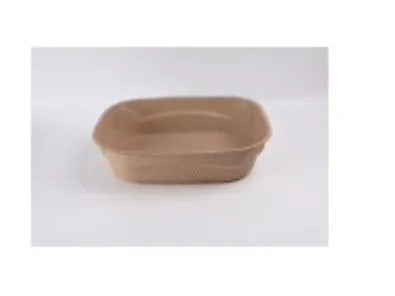 Brown disposable waterproof cat litter box showing three size options for biodegradable pet waste management