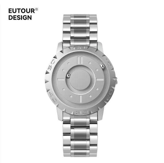 Men's New Celestial magnetic suspension quartz watch with 40mm round dial and black silicone strap