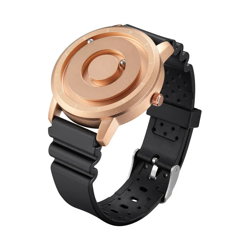 Men's New Celestial magnetic suspension quartz watch with 40mm round dial and black silicone strap