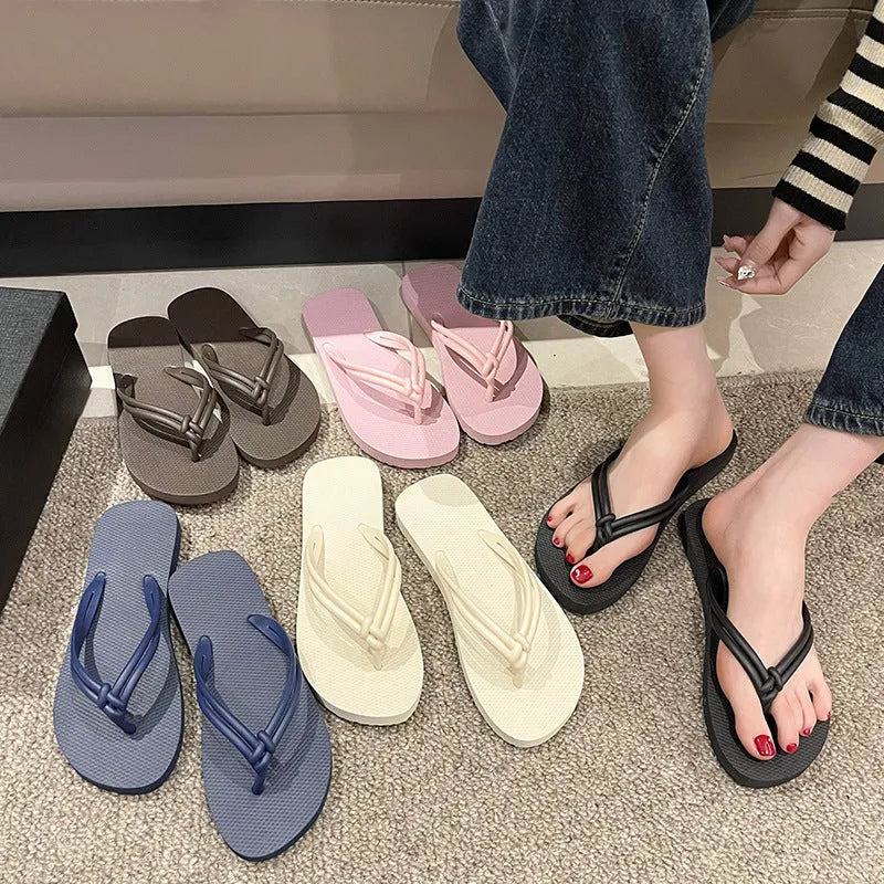 Women's casual flip flops with PVC non-slip sole in multiple colour options