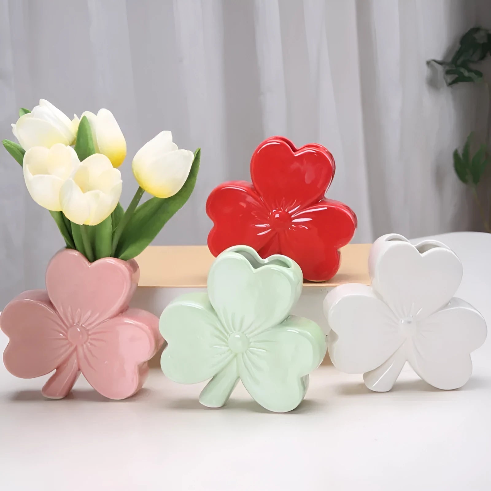 European style ceramic desktop vase in white porcelain available in four colour options