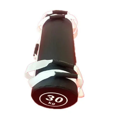 Flat white leather PVC fitness training sandbag for weight lifting in 5KG to 30KG options.