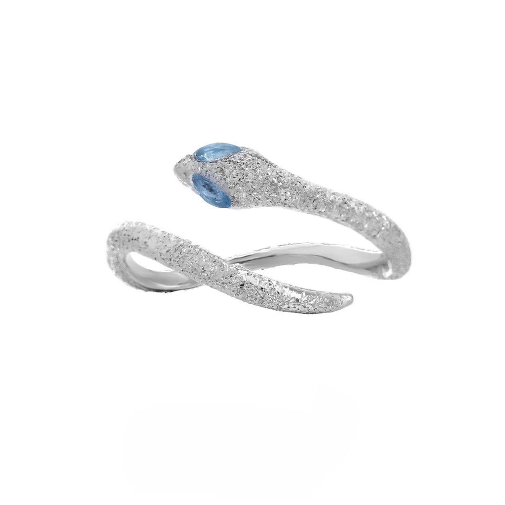 Adjustable sterling silver snake ring with platinum colour finish for women
