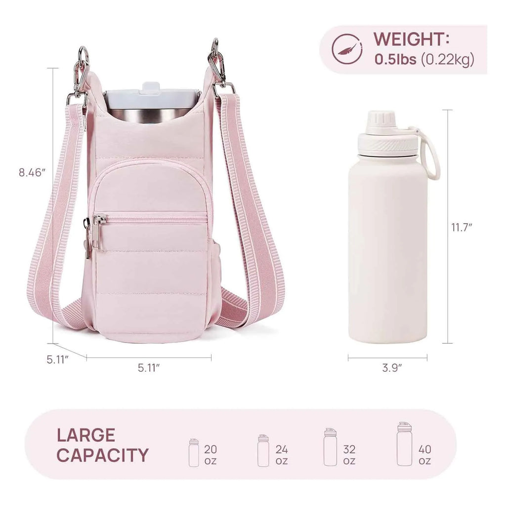 Cycling water bottle kettle bag mounted on bicycle frame in beige colour