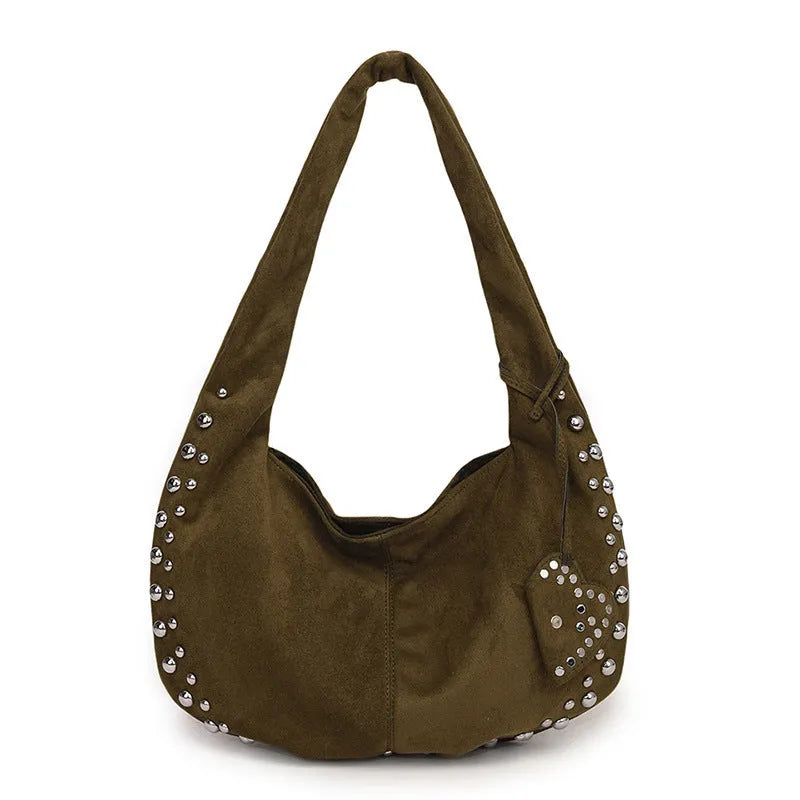 Soft plush underarm casual tote handbag in European and American retro style