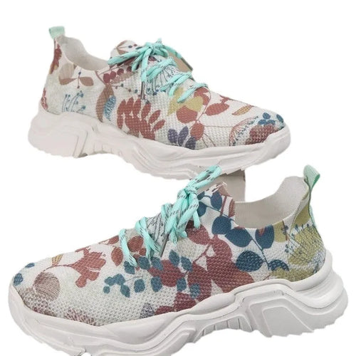 Flyknit casual slip-on running shoes with 3D printed flower design in multiple colours