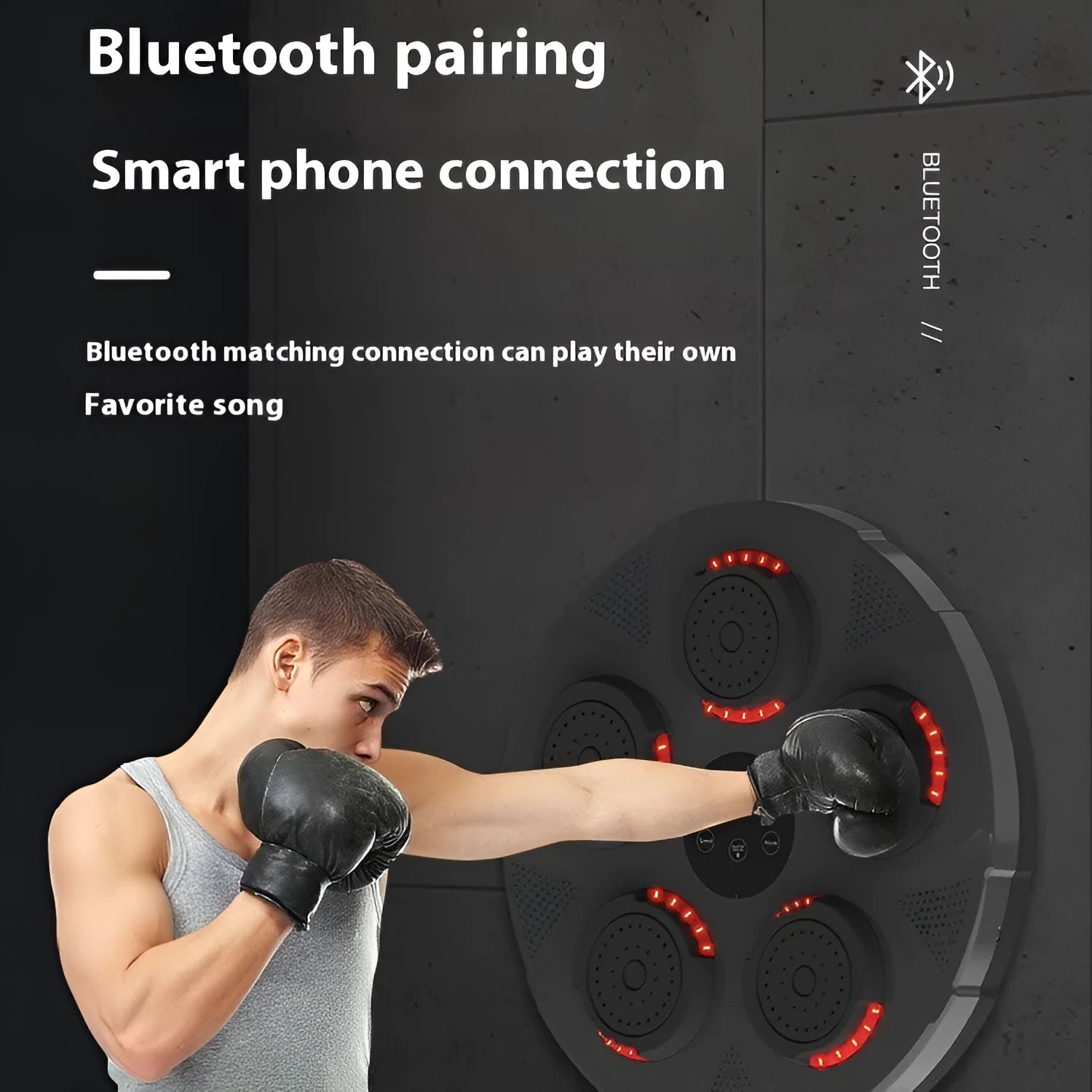 Wall-mounted smart boxing trainer sandbag with LED lights for martial arts practice