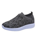 Stripe knit sock shoes for unisex running walking flat sneakers in white with EVA sole