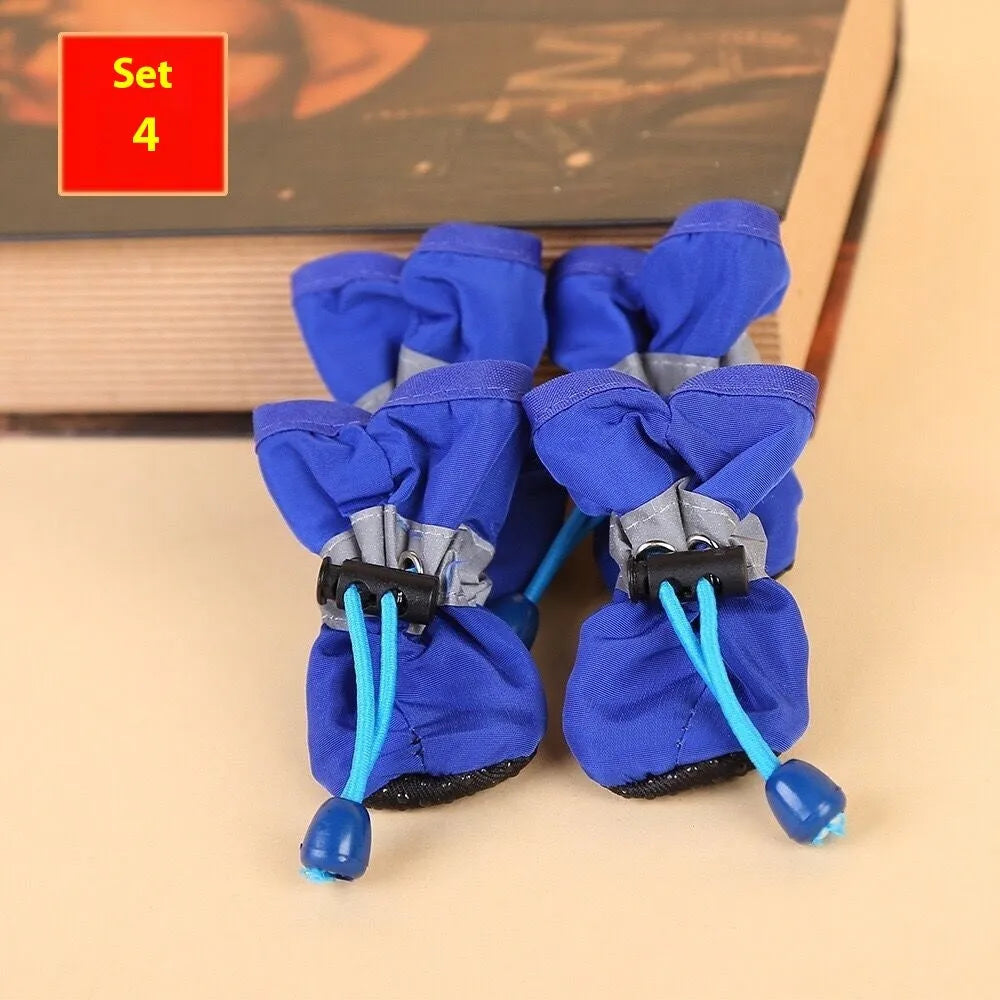 Cloth dog shoes with soft soles in multiple colours including fleece-lined options for canine paw protection