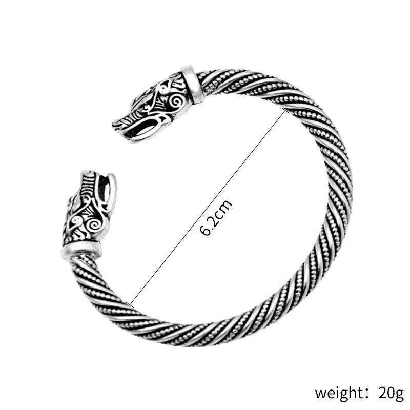 Retro Nordic zodiac cow open cuff bracelet for men in zinc alloy, shown in black, silver, and gold.