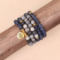 Blue patterned network stone multi-layer bracelet with alloy construction and fresh sweet natural style