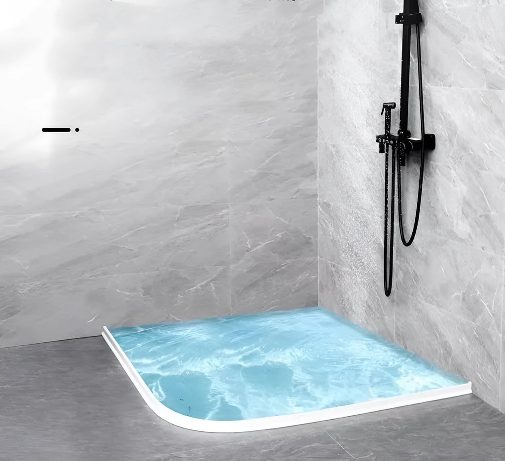 Flexible TPE silicone bathroom waterproof strip for shower room floor water blocking in black, white or grey