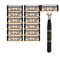 Black six-layer finger type handle for manual shaver cutter head replacement with blade options