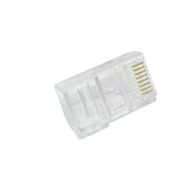 White unshielded RJ45 network connector with gold-plated three-fork contacts and all-copper insert