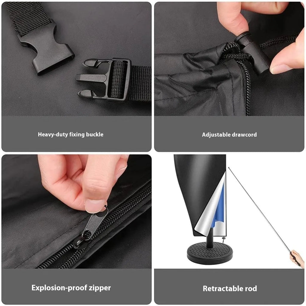 Waterproof outdoor umbrella cover in oxford cloth showing black and grey colour options
