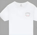 Plain white cotton T-shirt for men and women, available in sizes S M and L, flat lay