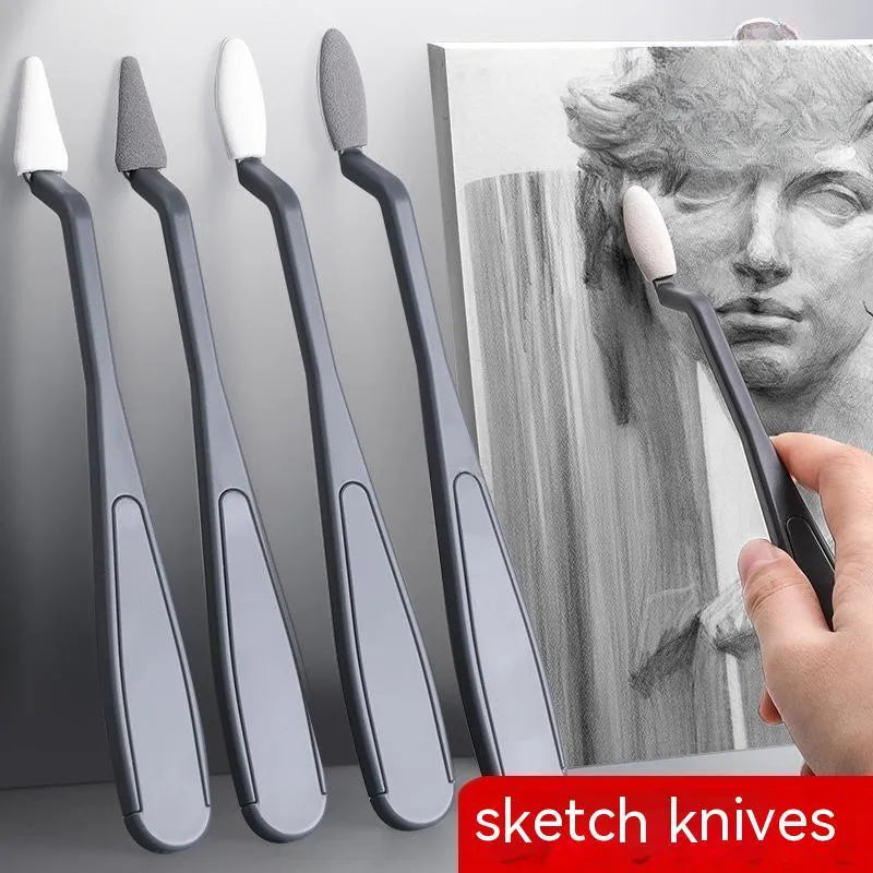 Sketch Rubbing Knife with fluorescent pen eraser smear tip for art corrections.