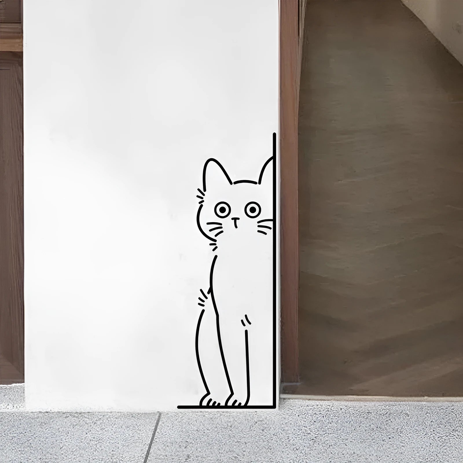 Shy kitty cute pattern PVC wall sticker for living room decoration, waterproof, available in small 28cm size
