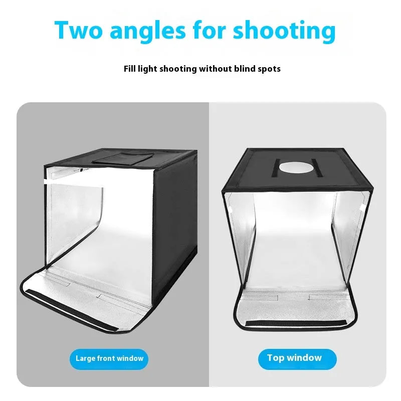 50cm collapsible studio light box with USB-powered three-colour temperature LED panels