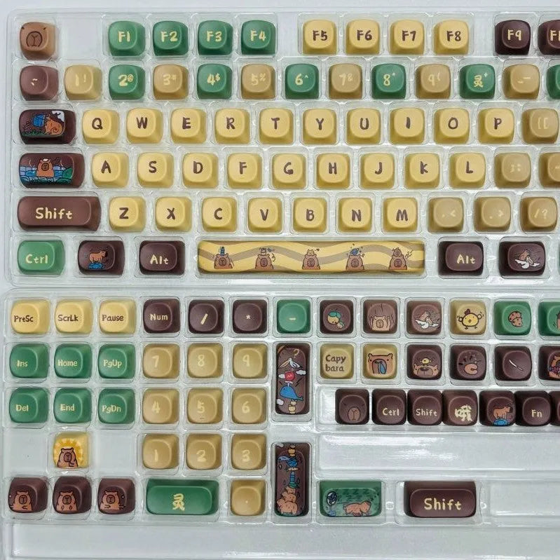 Capabala MOA Height profile 130-piece ABS mechanical keyboard keycap set laid out.