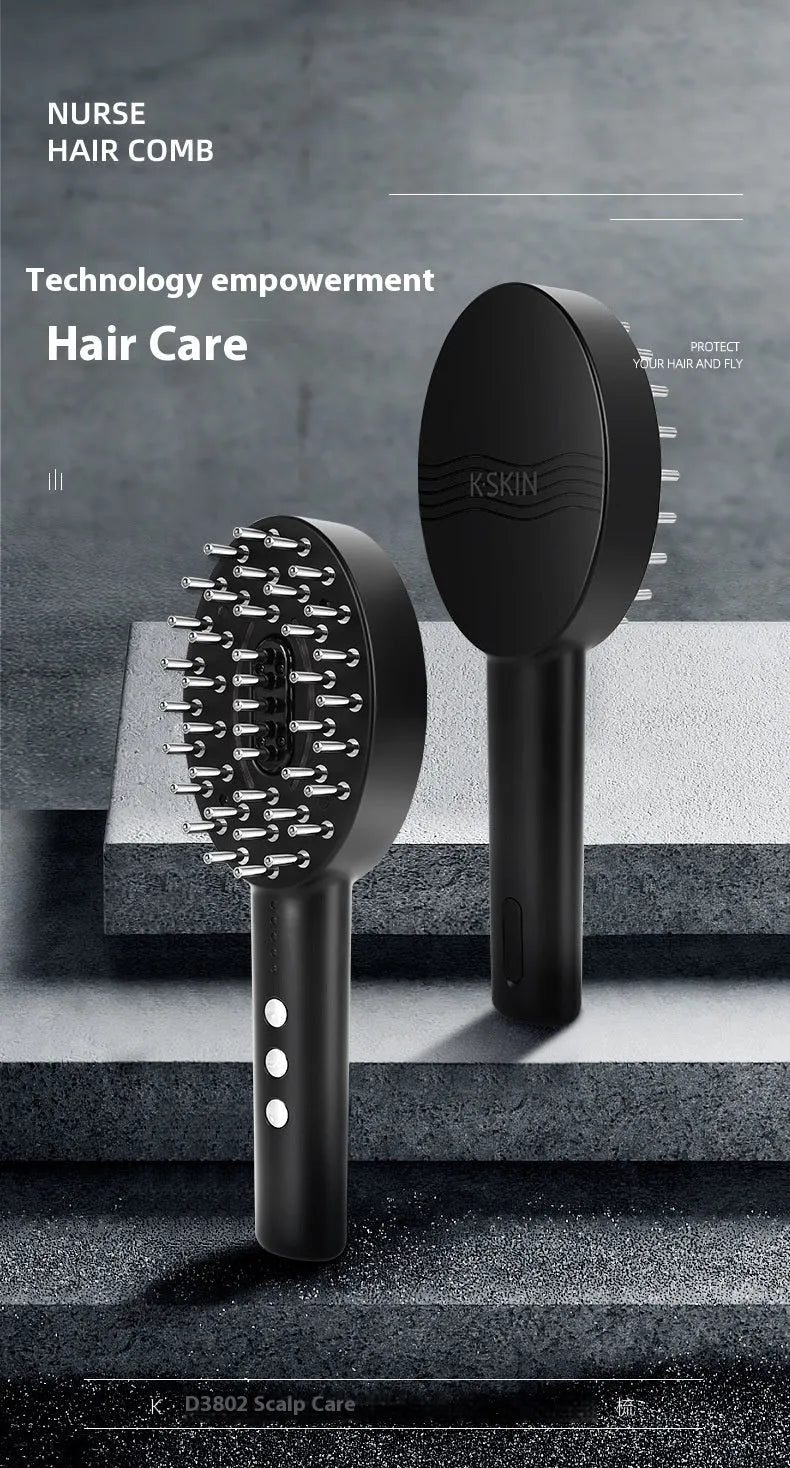 KD3802 Black rechargeable scalp massage device with charging cable